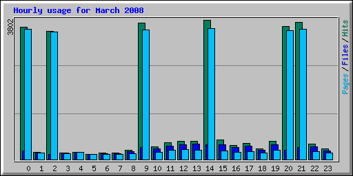 Hourly usage for March 2008